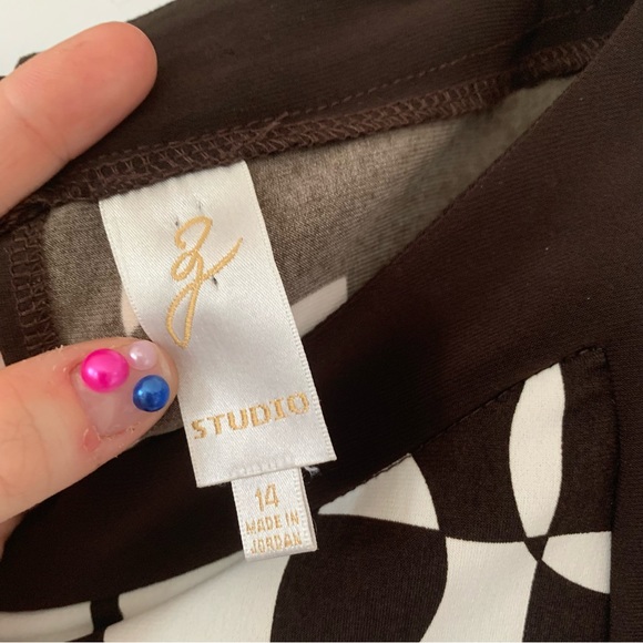 Y2K White & Brown Tunic Tank Top 60s Style Groovy Geometric Print Size 14 NWT - Picture 4 of 5